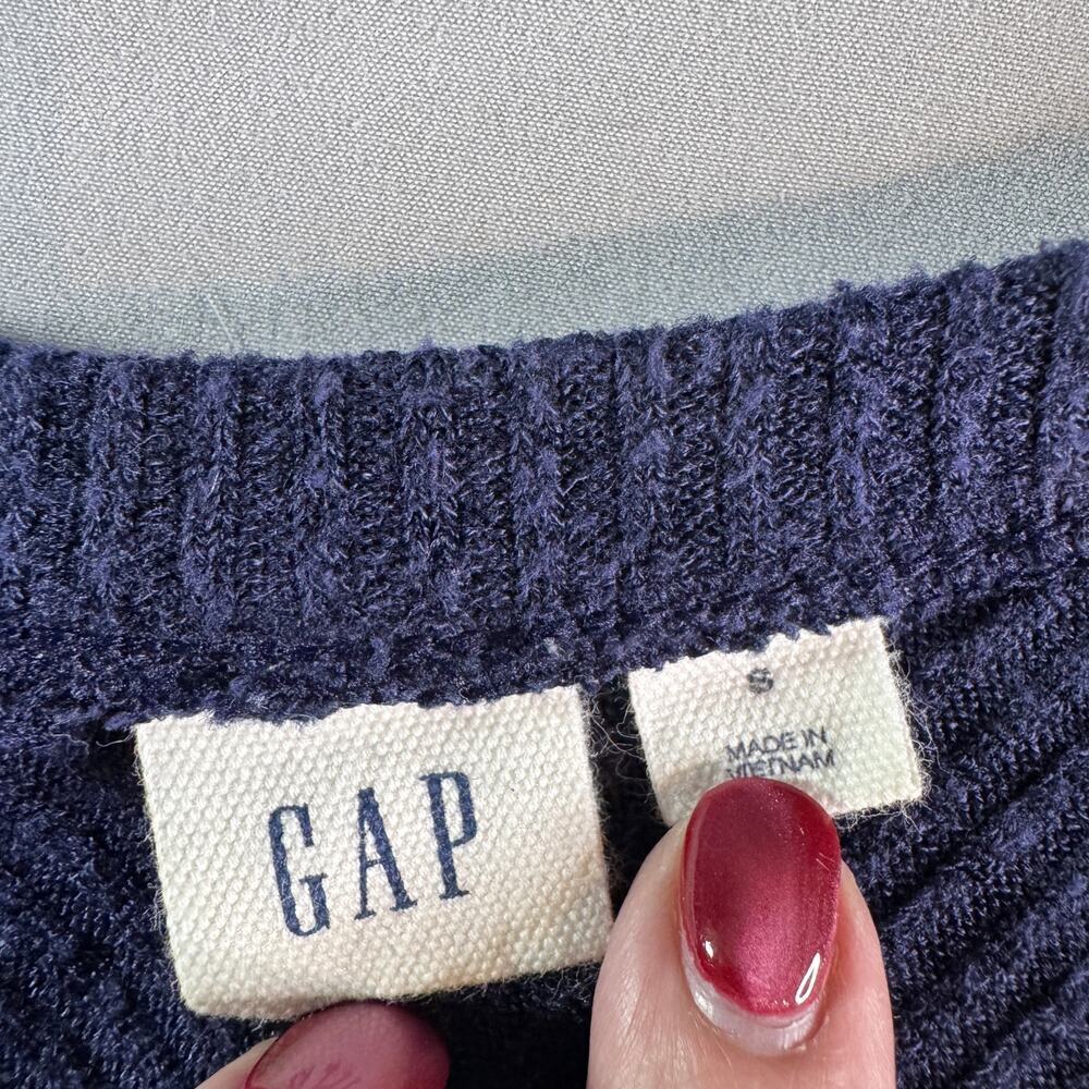 Gap Women's Long Sleeve sz Small Navy Ribbed Dress Midi Swing Stretch - Picture 3 of 8